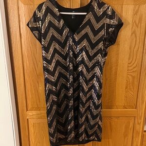 H&M Black and Gold Sequin Mini Dress